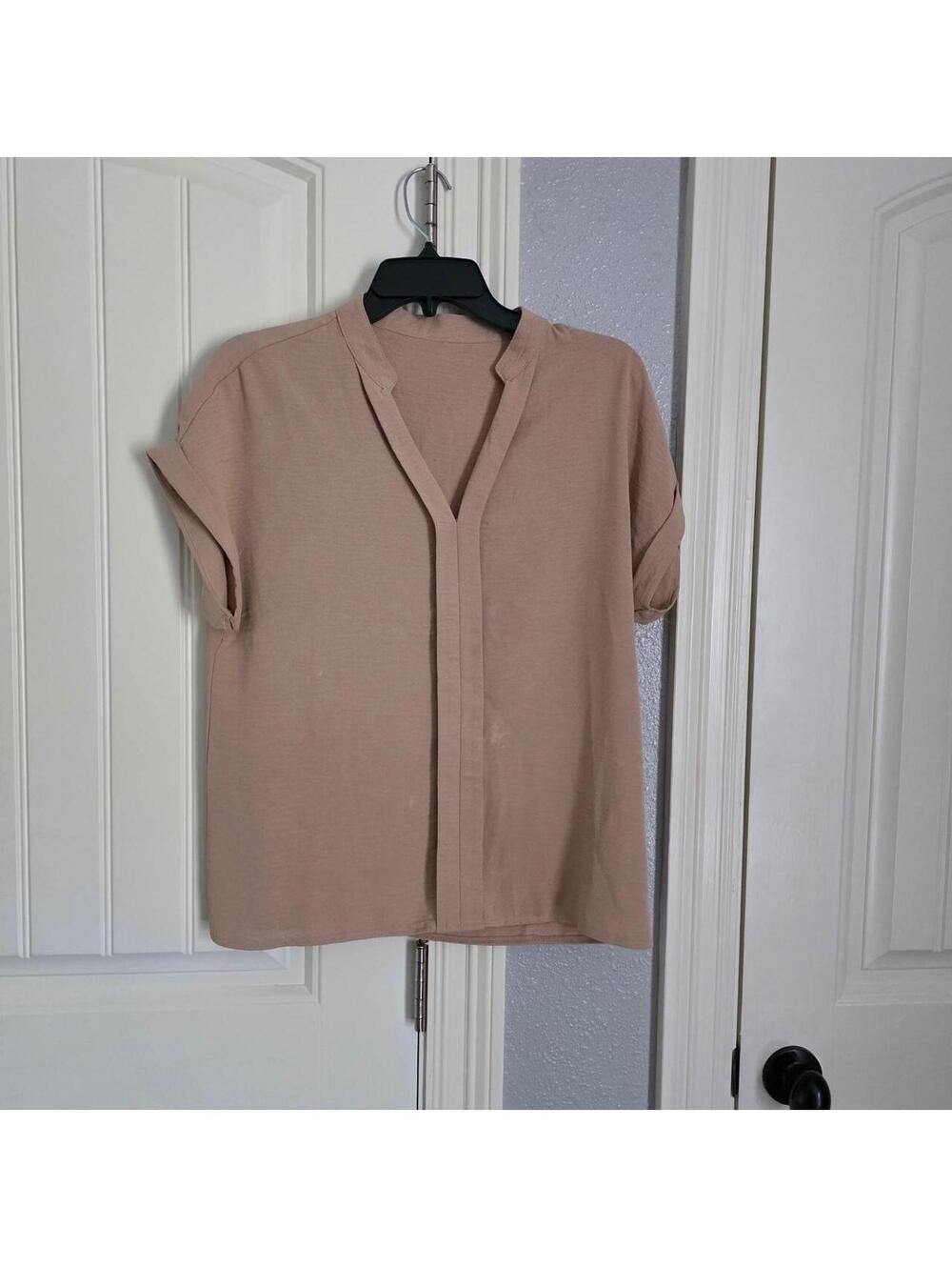 Women's Tan and Pink Blous